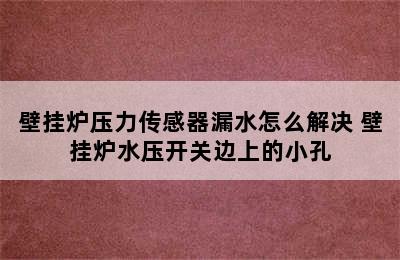 壁挂炉压力传感器漏水怎么解决 壁挂炉水压开关边上的小孔